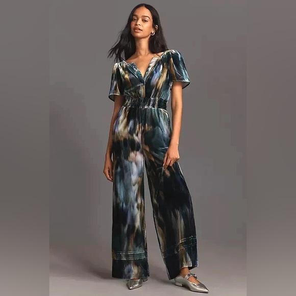 Anthropologie Pants - Anthropologie Tie-Dye Velvet Jumpsuit XL 14 16